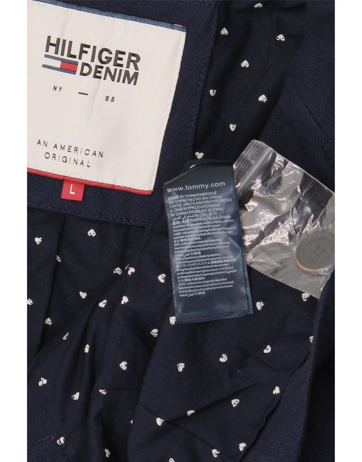 Giacca blazer a 2 bottoni da uomo Tommy Hilfiger UK 40 grande cotone blu navy