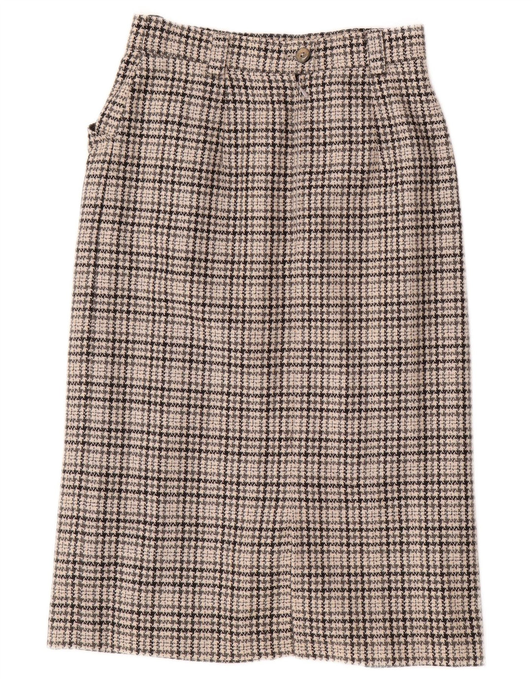 Gonna a tubino vintage da donna IT 36 XS W26 in lana pied de poule grigia