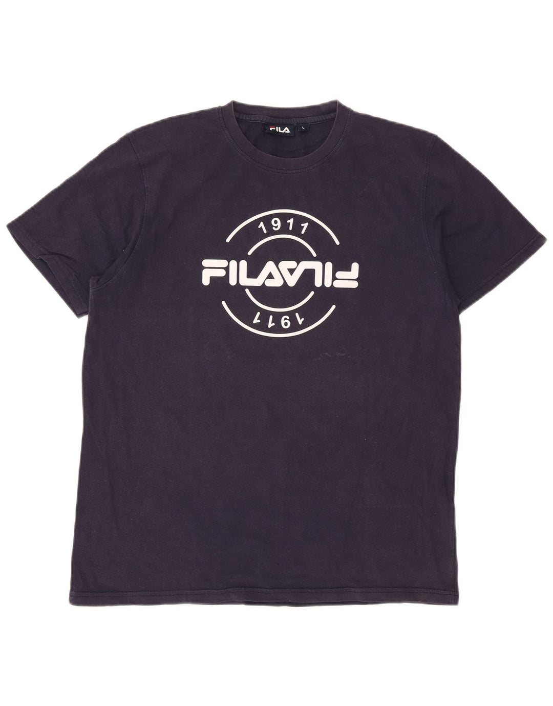 T-shirt grafica da uomo Fila Top Large in cotone blu navy