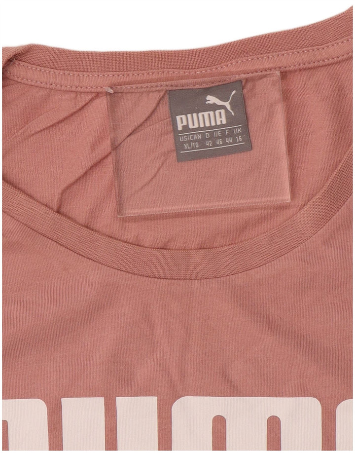 T-shirt grafica corta da donna Puma vestibilità ampia UK 16 grande rosa