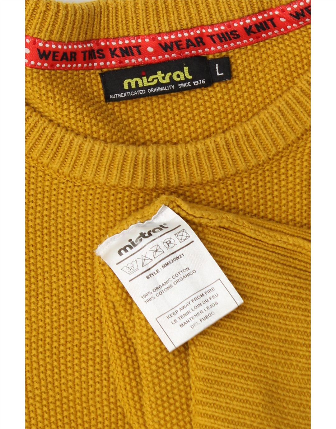 Maglione maglione girocollo da uomo Mistral grande cotone giallo