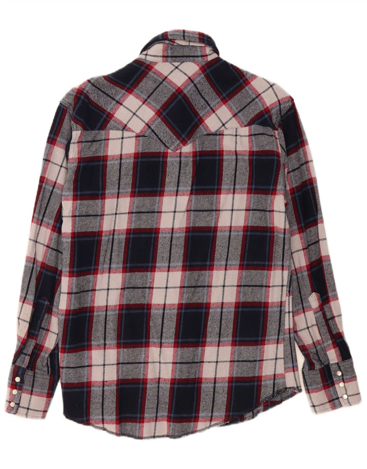 Camicia da uomo in flanella Wrangler, cotone medio a quadri blu navy