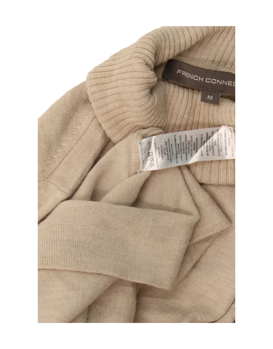 FRENCH CONNECTION Womens Roll Neck Jumper Sweater UK 12 Medium Beige Vintage French Connection and Second-Hand French Connection from Messina Hembry 
