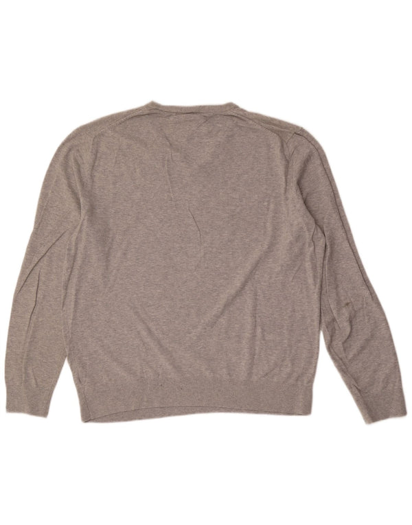 Maglione maglione con scollo a V da uomo Tommy Hilfiger 2XL cotone grigio