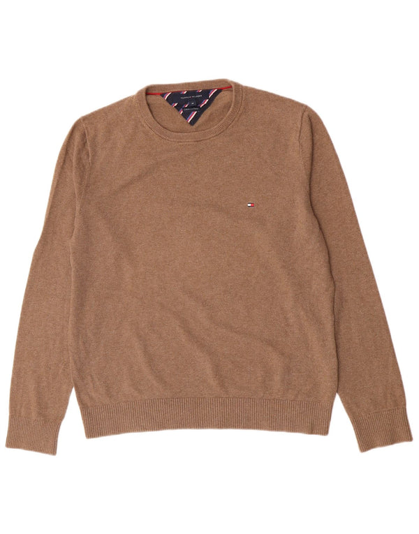Maglione maglione girocollo da uomo Tommy Hilfiger in cotone marrone medio