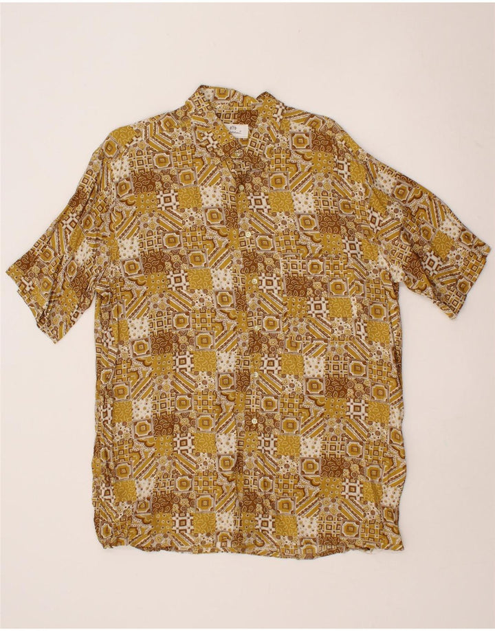 INGRAM Mens Short Sleeve Shirt Size 16 1/2 42 Large Beige Patchwork Vintage Ingram and Second-Hand Ingram from Messina Hembry 