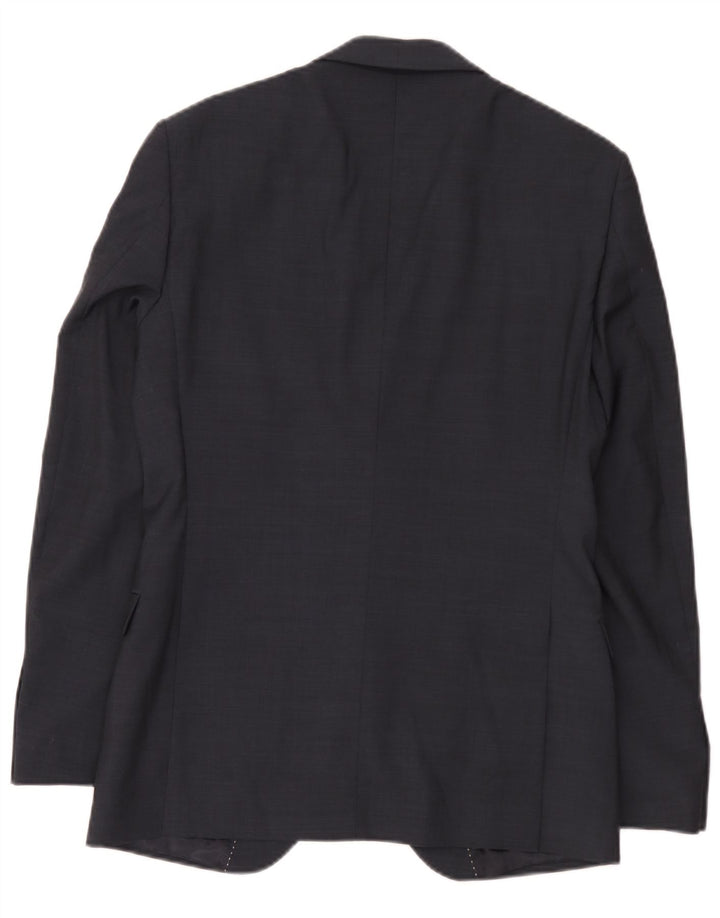Giacca blazer slim fit da uomo Dkny a 2 bottoni UK 38 lana blu navy media