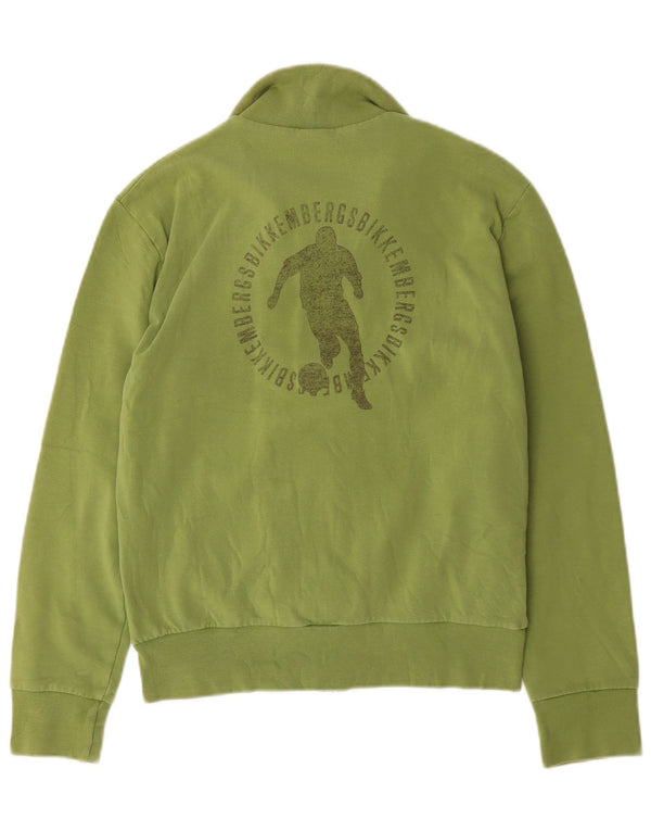 Giacca da ginnastica grafica da uomo di Bikkembergs in cotone verde medio