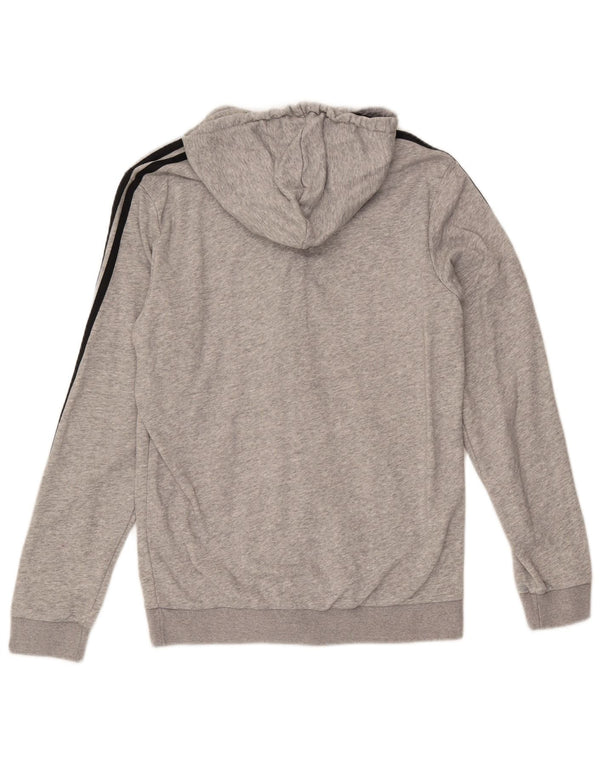 Maglione con cappuccio e zip da uomo ADIDAS in cotone screziato grigio medio