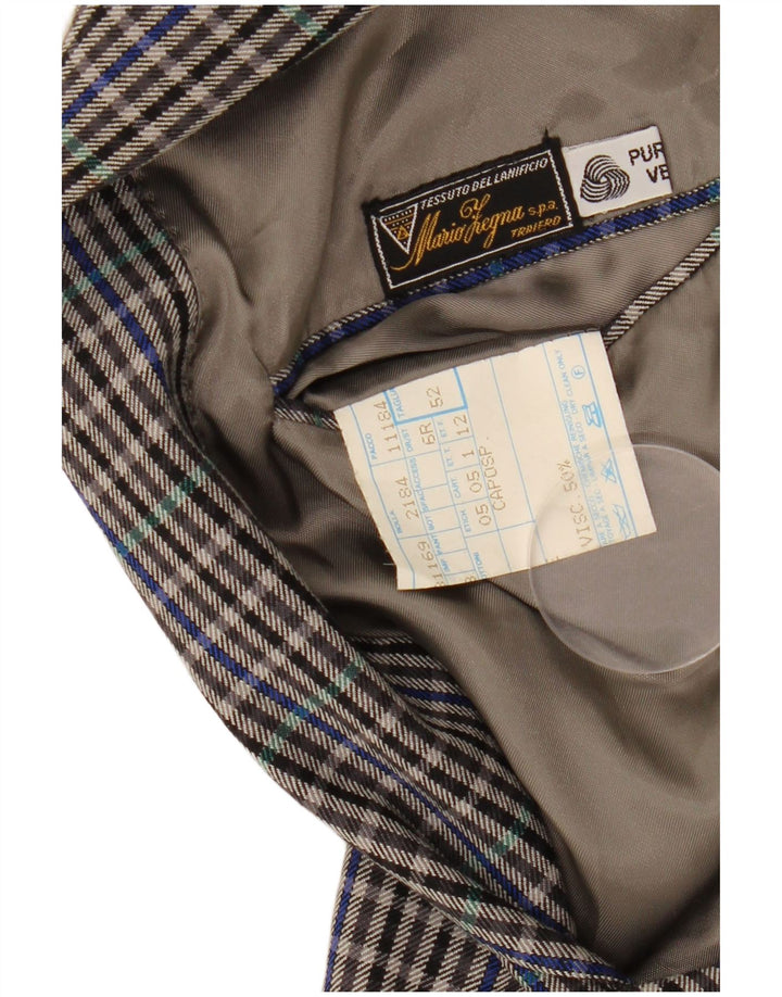 MARIO ZEGNA Giacca Blazer da Uomo a 2 Bottoni IT 52 XL Lana a quadri Grigia