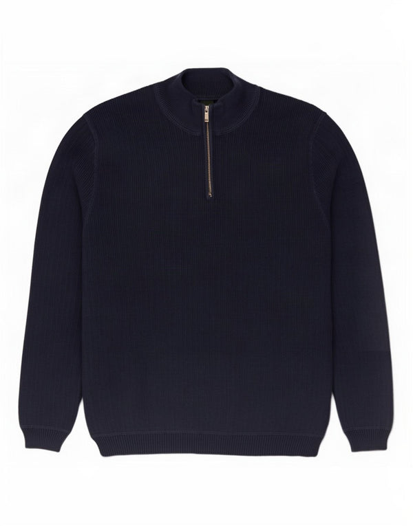Maglione maglione da uomo con zip sul collo Eddie Bauer 2XL cotone blu navy