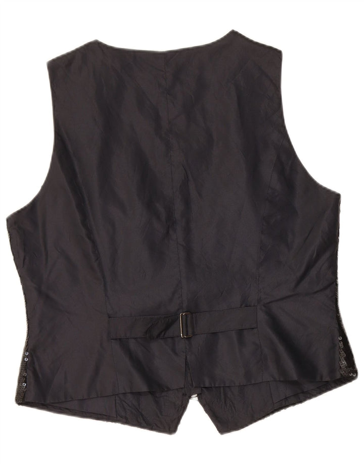 Gilet vintage con paillettes da donna UK 12 medio nero