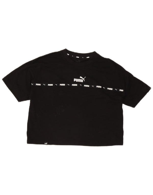 T-shirt grafica corta da donna Puma UK 10 piccola in cotone nero