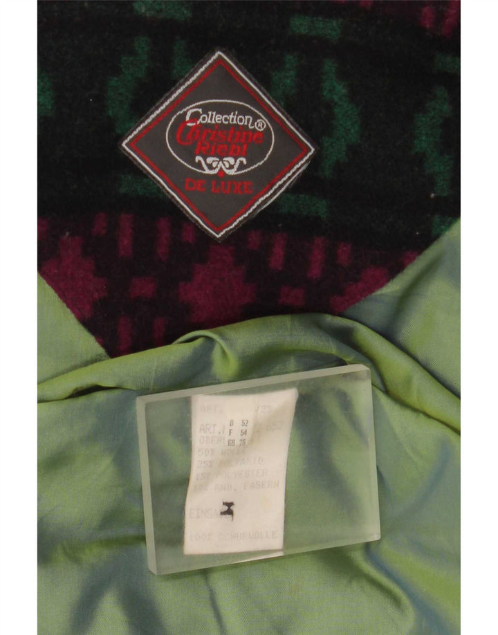 Soprabito da donna vintage UK 26 5XL Lana geometrica multicolore