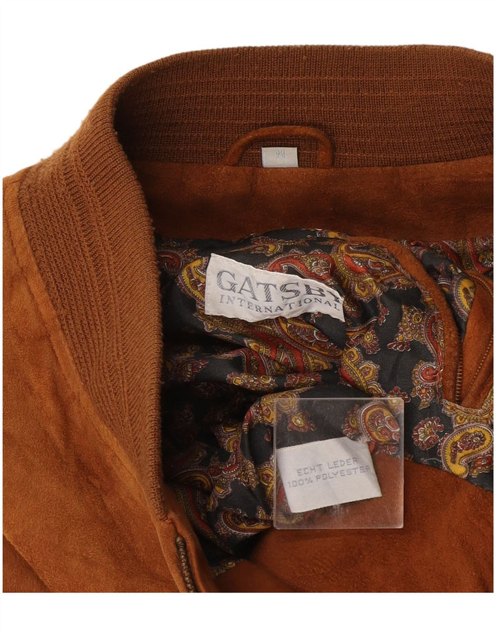 Giubbotto bomber in pelle scamosciata da uomo Gatsby UK 38 Pelle beige media