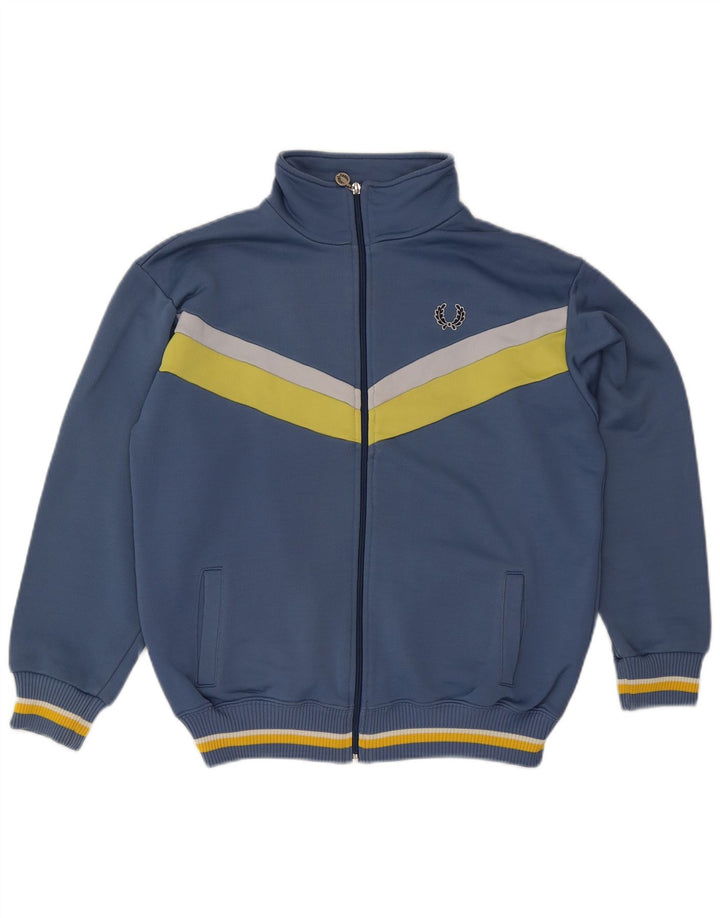 Giacca da tuta da uomo Fred Perry in cotone color block blu medio