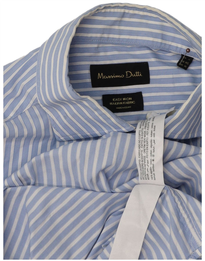 Camicia da uomo MASSIMO DUTTI taglia 16 1/2 grande cotone a righe blu