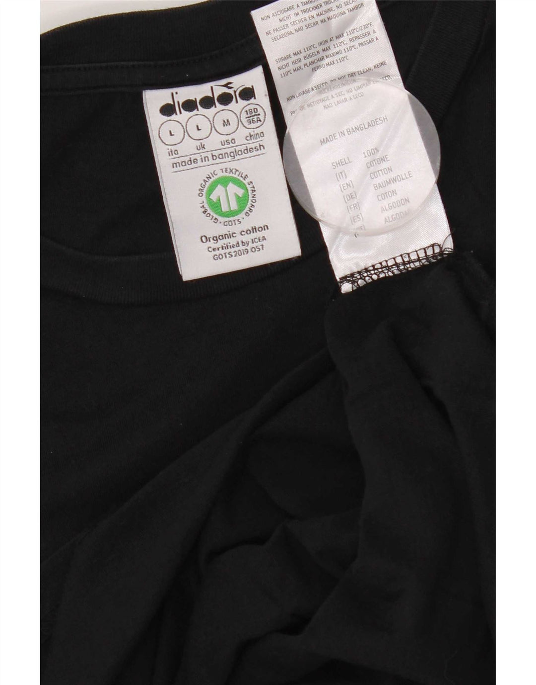 T-shirt Diadora Uomo Top Large Nera in Cotone