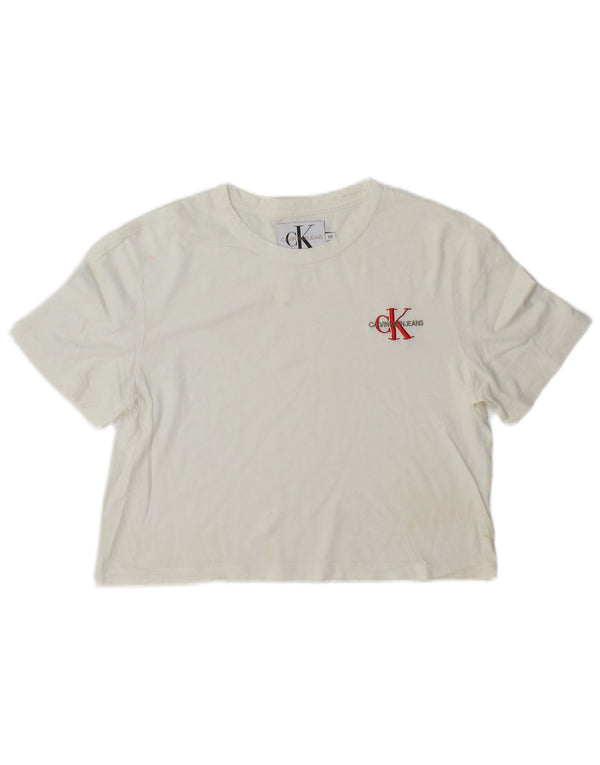 Maglietta corta da donna Calvin Klein UK 6 XS bianca