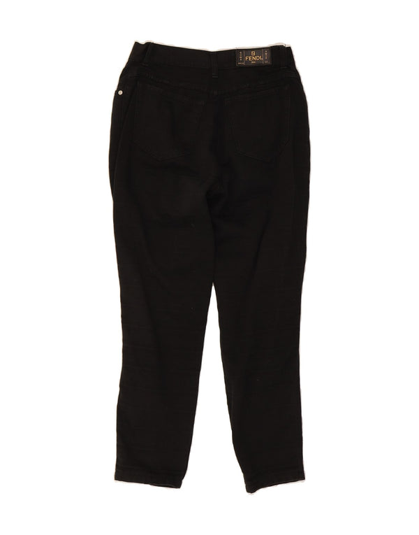 FENDI Womens Tapered Casual Trousers W32 L27 Black Pinstripe Cotton