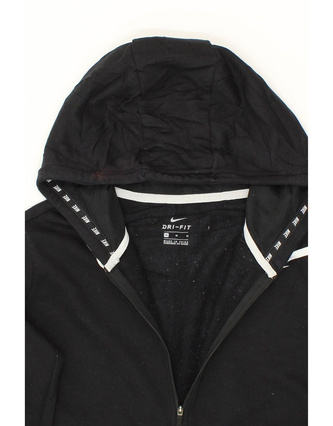 NIKE Womens Dri Fit Zip Hoodie Sweater UK 14 Medium Black Polyester Vintage Nike and Second-Hand Nike from Messina Hembry 