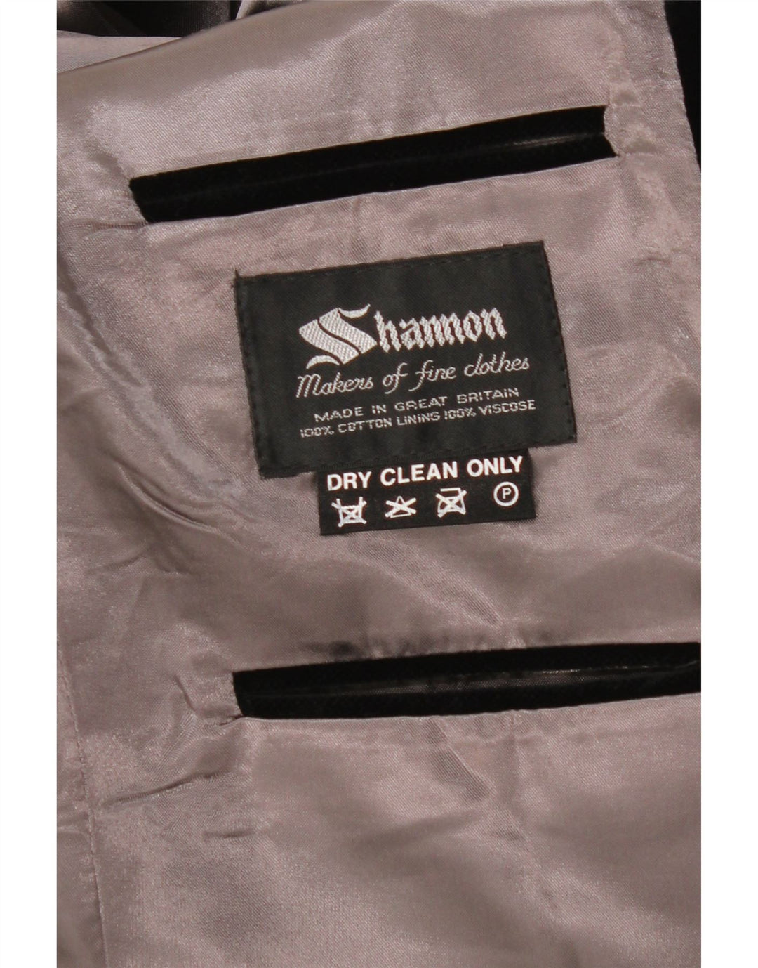 SHANNON Giacca blazer in velluto a 2 bottoni da uomo UK 40 grande nera