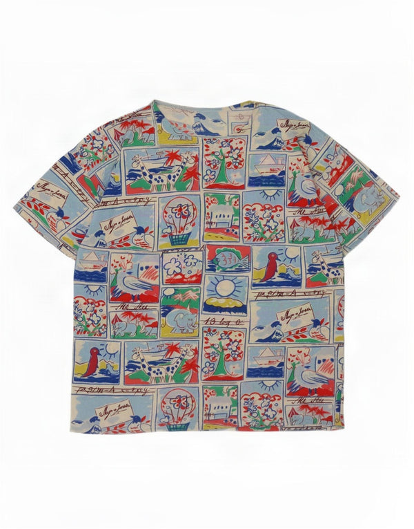 T-shirt grafica vintage da donna Top UK 16 grande multicolore