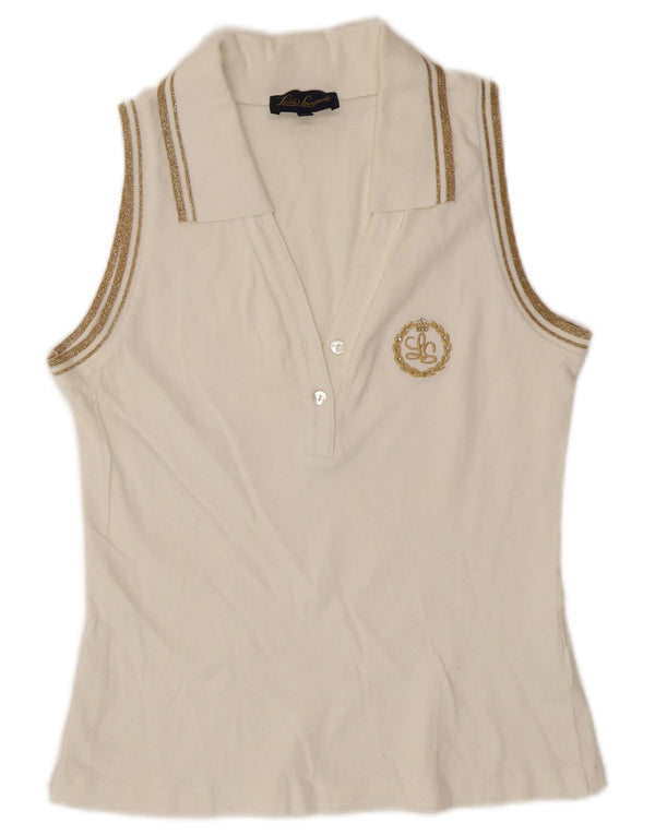 Polo senza maniche da donna Luisa Spagnoli UK 12 cotone bianco medio