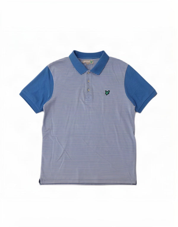 Polo da uomo Lyle & Scott XL in cotone gessato blu