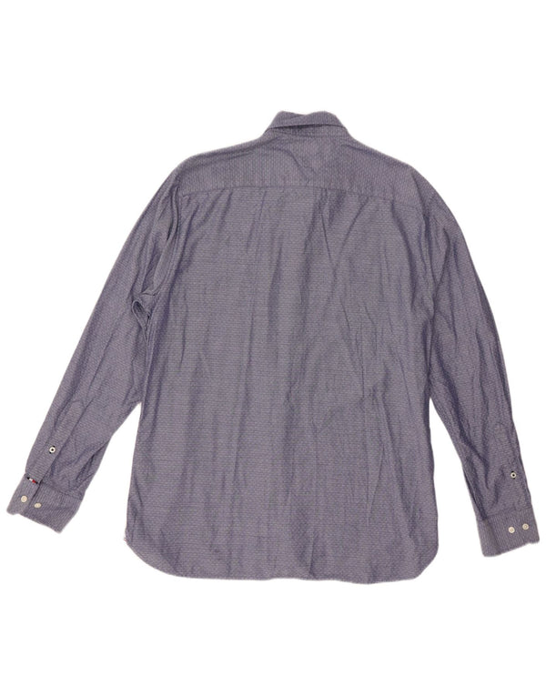 Tommy Hilfiger Mens Regular Fit Shirt Large Navy Blue Cotton