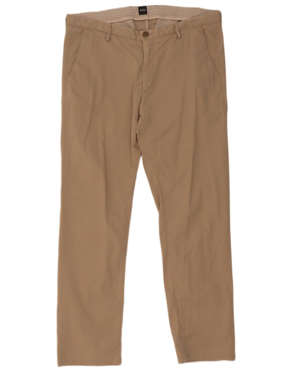 Pantaloni chino dritti da uomo Hugo Boss IT 50 Large W34 L29 Cotone beige