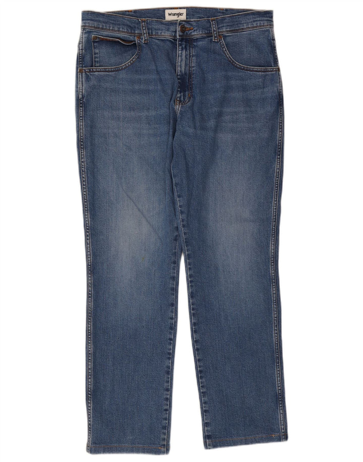 Wrangler Mens Texas Stretch Straight Jeans W35 L29 Blue Cotton