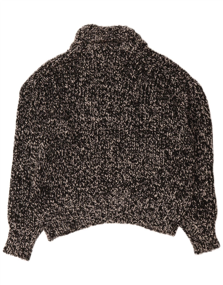 Maglione maglione oversize a collo alto da donna Zara UK 10 piccolo nero chiazzato