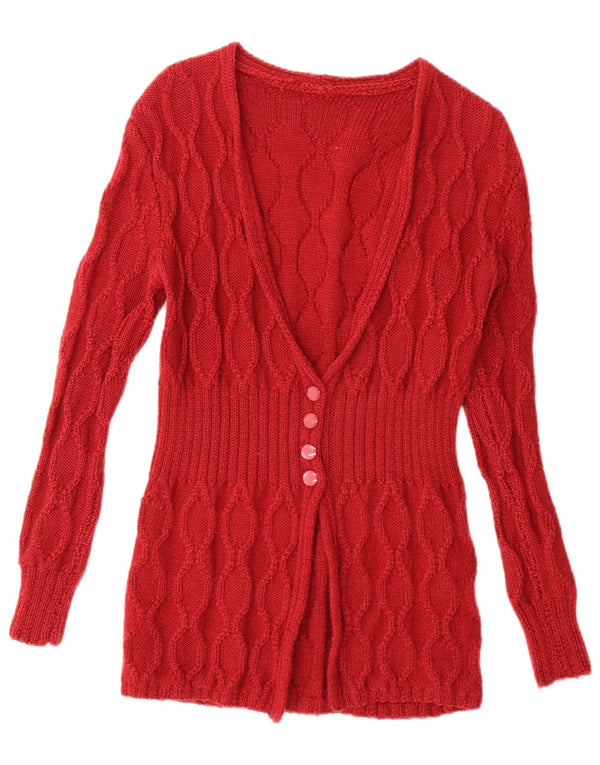 Vintage Womens Cardigan Sweater UK 14 Medium Red