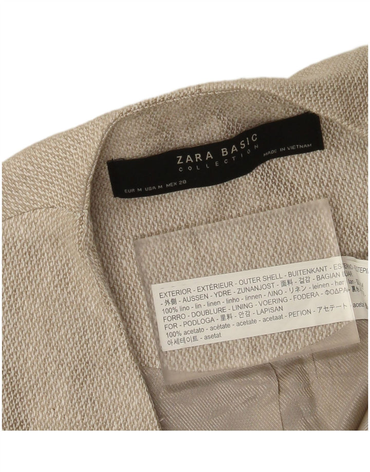Soprabito aperto da donna Zara UK 12 Lino beige medio