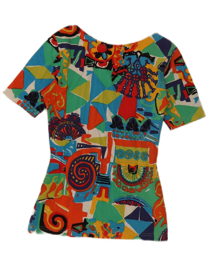 T-shirt grafica da donna vintage Top IT 42 Medium multicolore geometrica