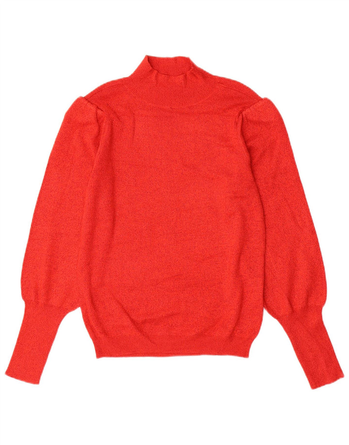 Maglione maglione a collo alto da donna Marks & Spencer UK 8 piccolo in viscosa rossa