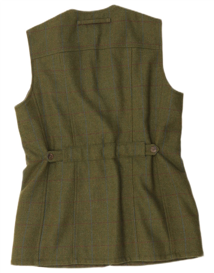 Gilet da donna Musto UK 14 grande lana a quadri kaki