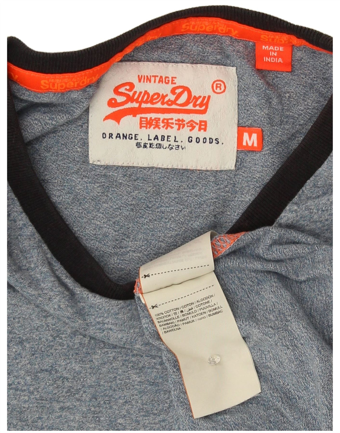 T-shirt da uomo Superdry Top in cotone chiazzato blu medio