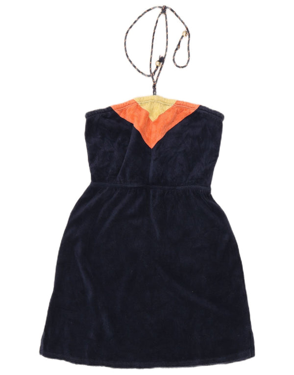 Abito da donna in velluto con scollo all'americana Juicy Couture UK 16 Large Blu Navy Colourblock