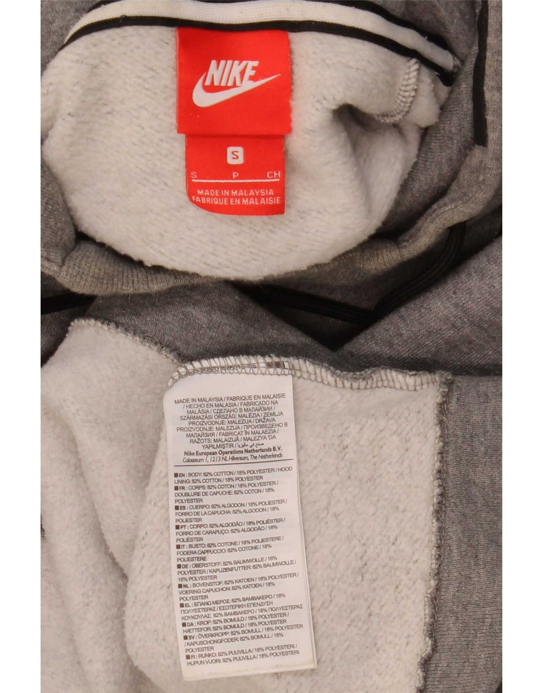 Felpa con cappuccio da uomo Nike Small in cotone chiazzato grigio