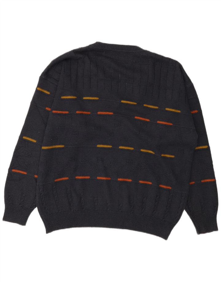 Maglione da uomo con scollo a V Marcus IT 54 XL Poliacrilico a righe blu navy