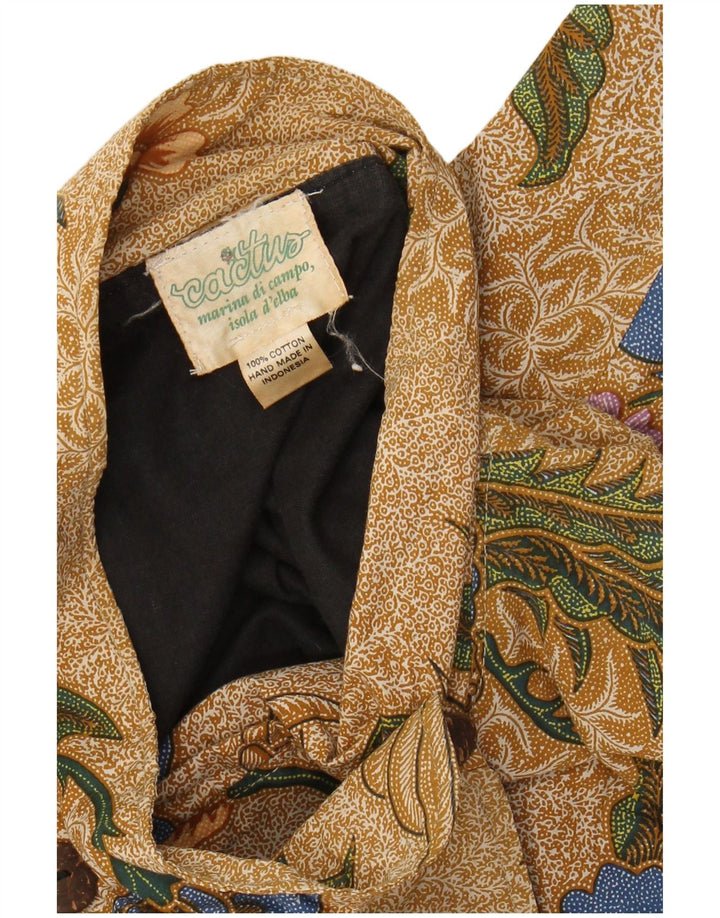 Top bolero a maniche corte da donna VINTAGE UK 20 2XL cotone floreale marrone