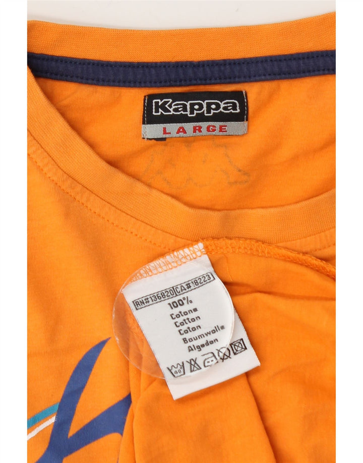 T-shirt grafica da uomo Kappa Top Large in cotone arancione