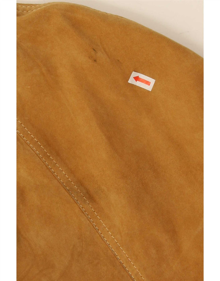 Giubbotto bomber vintage in pelle scamosciata da uomo IT 50 grande beige