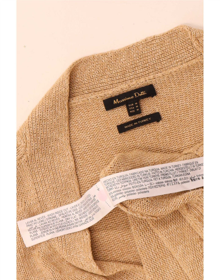 Maglione cardigan da donna Massimo Dutti UK 14 Viscosa beige medio