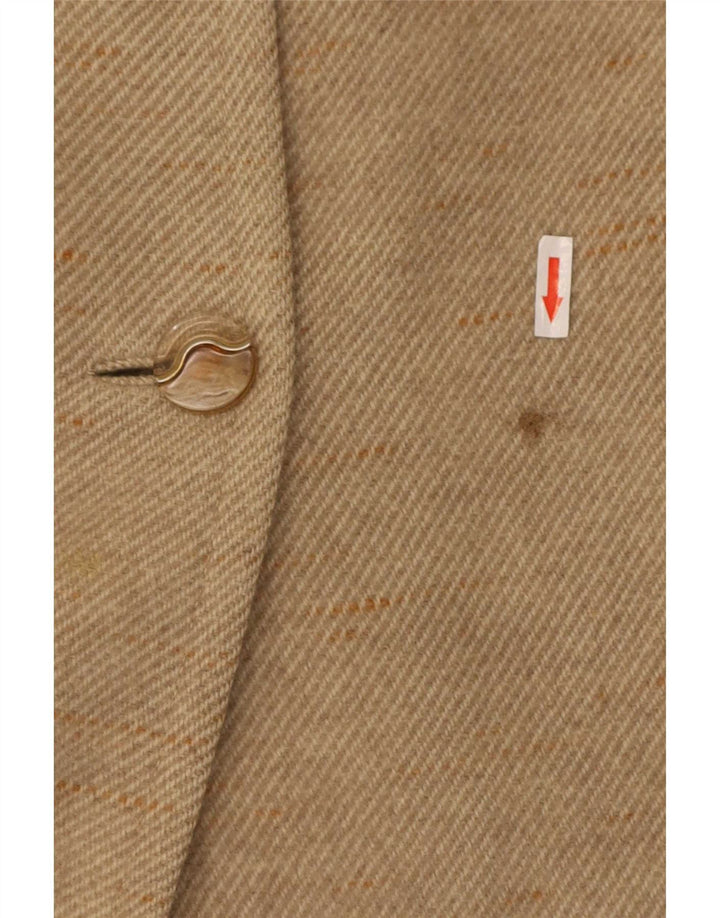 Soprabito vintage da donna UK 10 piccolo beige chiazzato