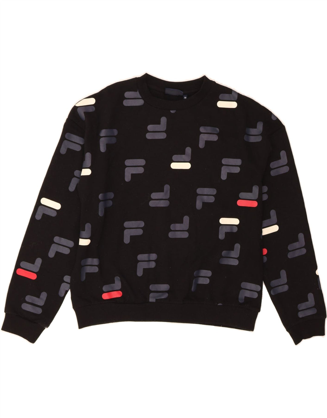 FILA Womens Graphic Sweatshirt Jumper UK 14 Medium Black Cotton Vintage Fila and Second-Hand Fila from Messina Hembry 