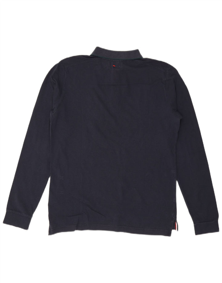 Polo da uomo a maniche lunghe FILA in cotone blu navy medio