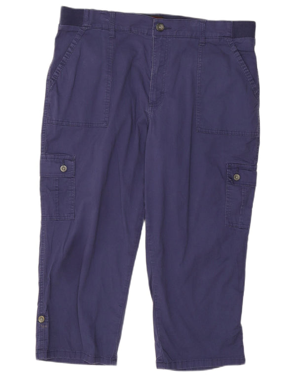 Pantaloni capri cargo cargo da donna a vita alta LEE US 18 2XL W36 L21 Blu navy